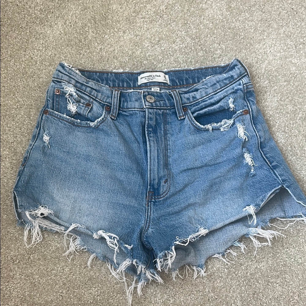Abercrombie & Fitch Blue Distressed Jean Shorts